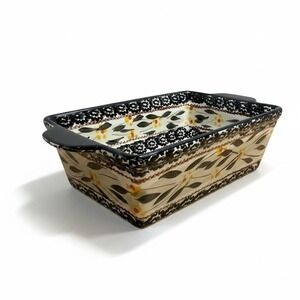 Temp-tations Old World Casserole Dish Black Cream 1.5 QT Rectangular Loaf Pan